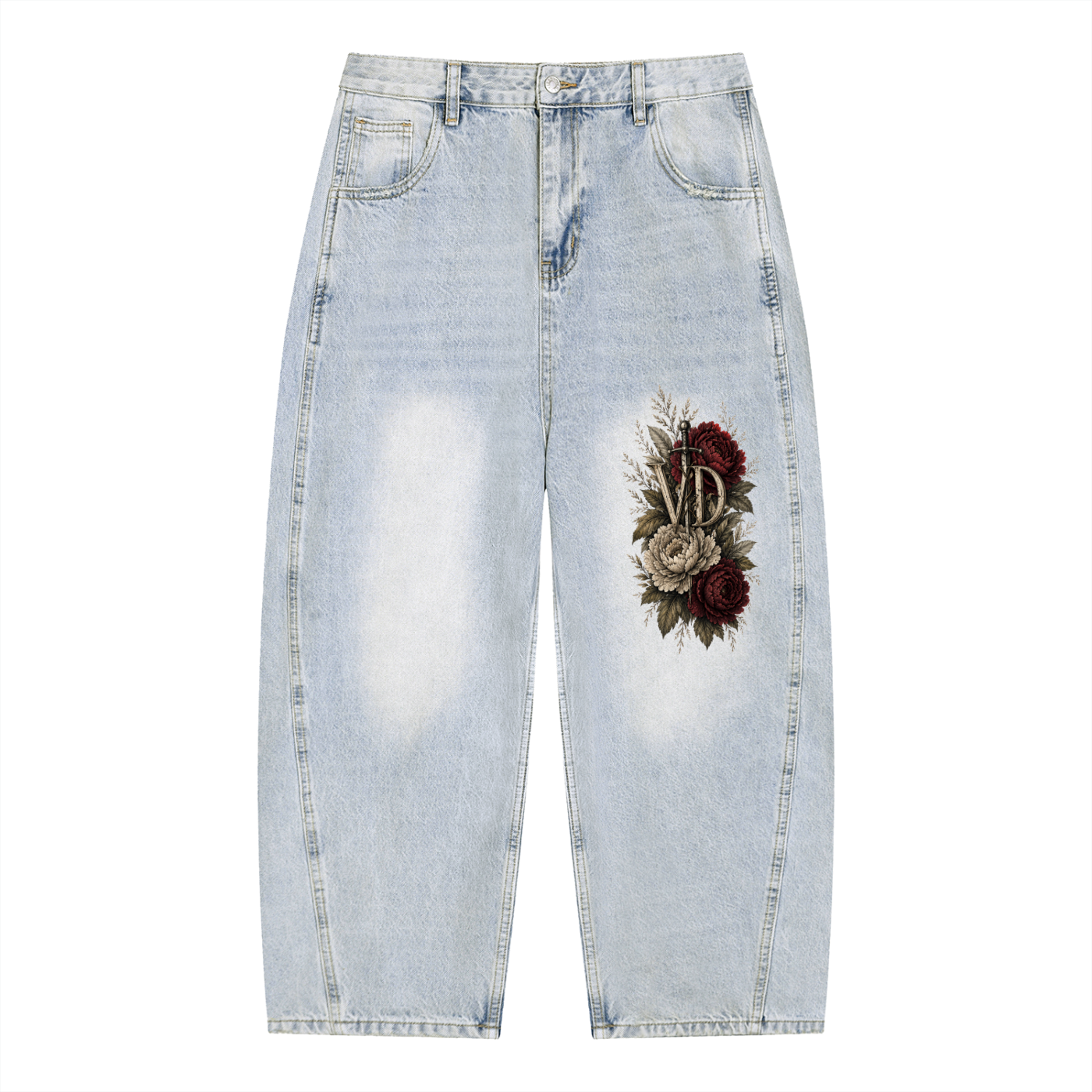 Men's Vintage Wash Sunfade Barrel Leg Jeans