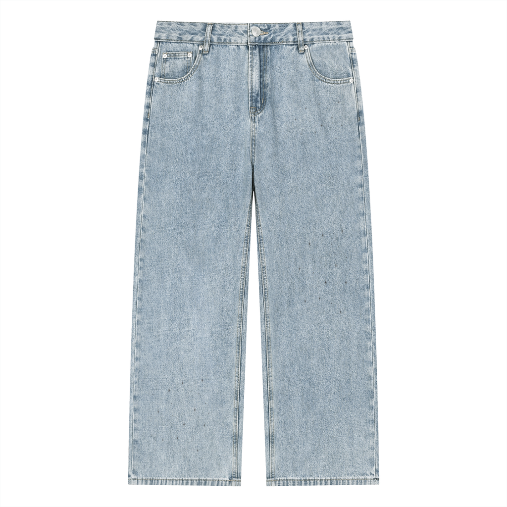 Unisex Vintage Wash Straight Leg Jeans